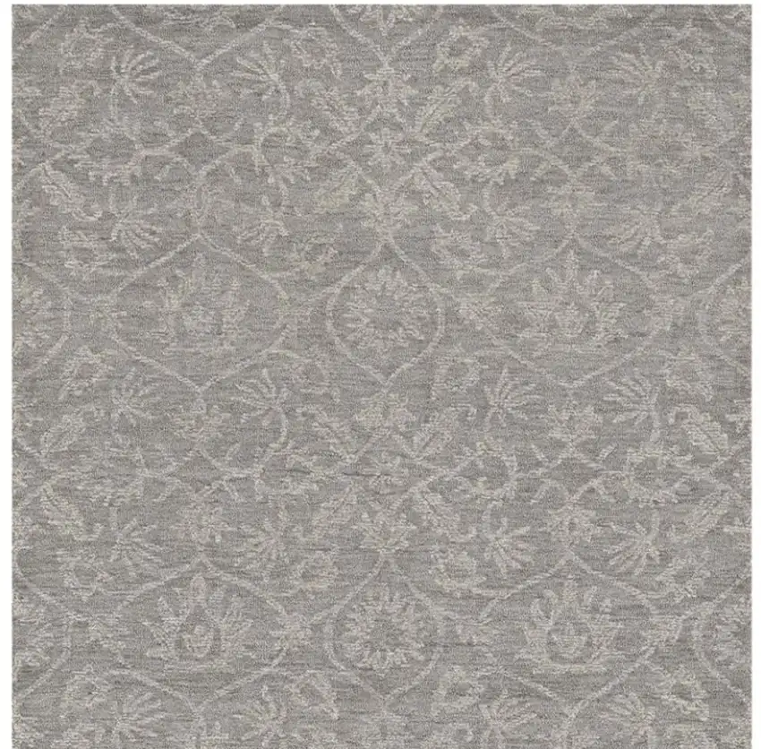 Gray And Light Gray Wool Floral Vines Hand Tufted Area Rug Photo 4