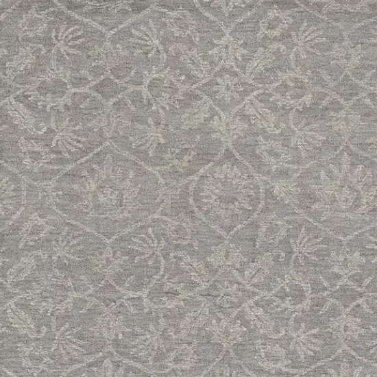 Gray And Light Gray Wool Floral Vines Hand Tufted Area Rug Photo 3