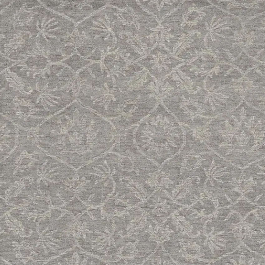 Gray And Light Gray Wool Floral Vines Hand Tufted Area Rug Photo 3