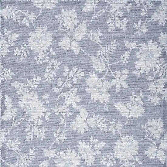 Grey Floral Washable Area Rug Photo 4