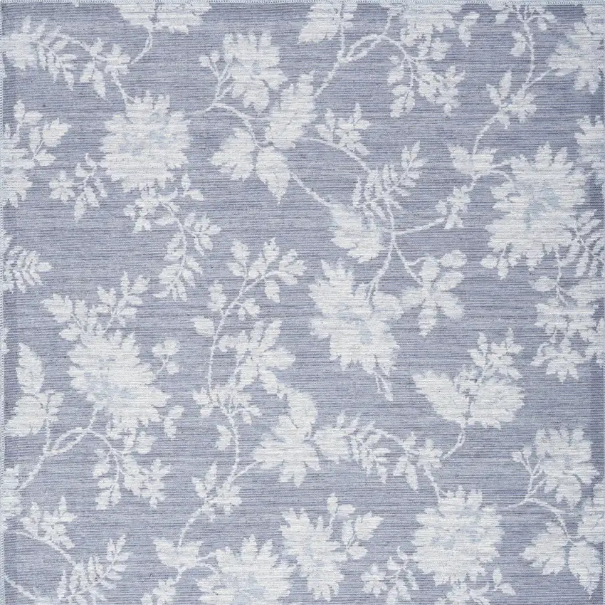 Grey Floral Washable Area Rug Photo 4