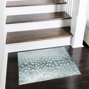 Photo of Grey Gazelle Print Shag Handmade Non Skid Area Rug