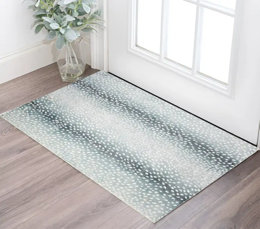 Grey Gazelle Print Shag Handmade Non Skid Area Rug Photo 1
