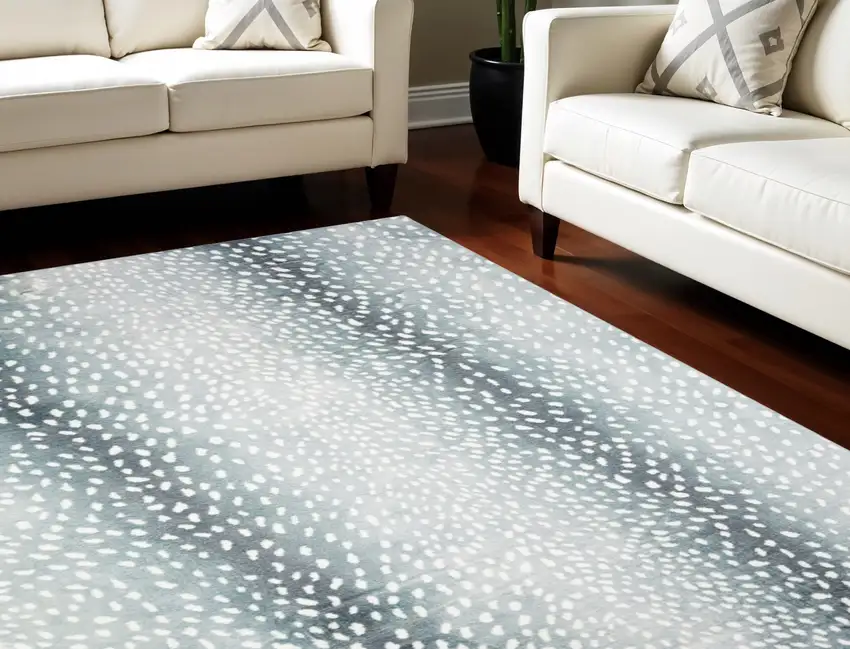 Grey Gazelle Print Shag Handmade Non Skid Area Rug Photo 1