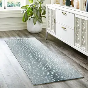 Photo of Grey Gazelle Print Shag Handmade Non Skid Runner Rug