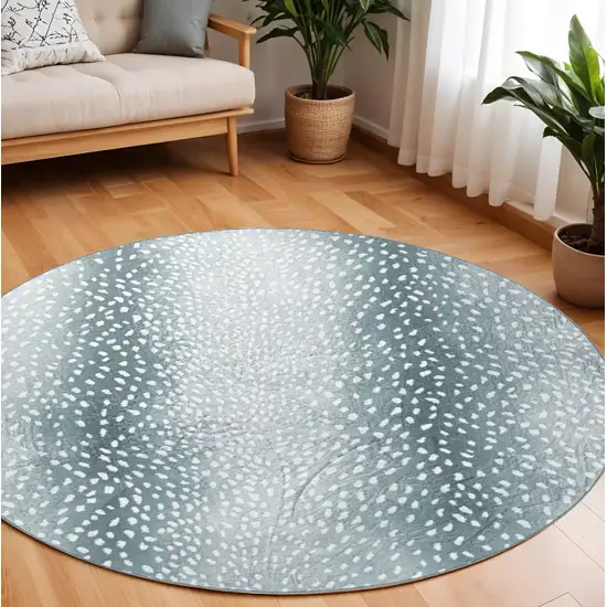 8' X 8' Grey Gazelle Round Shag Handmade Non Skid Area Rug Photo 2