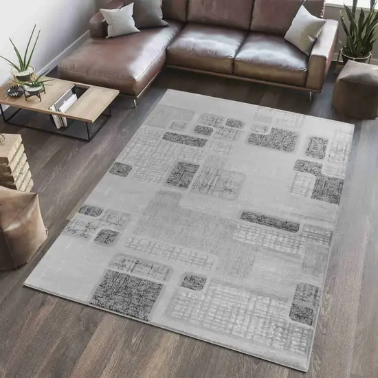 Grey Geometric Area Rug Photo 9