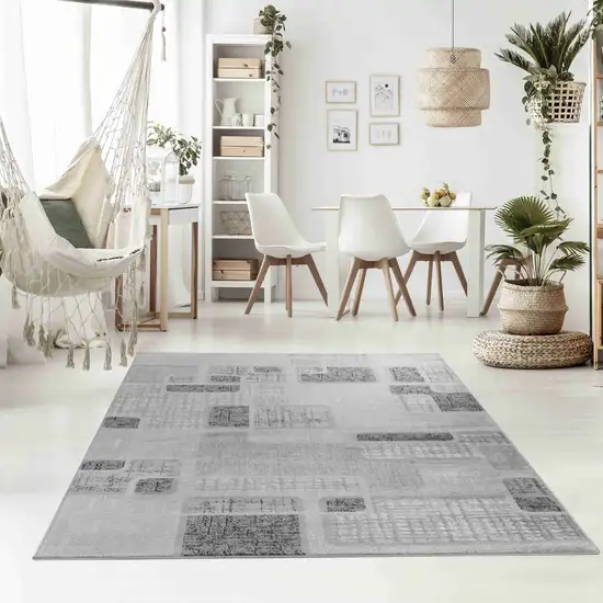 Grey Geometric Area Rug Photo 8