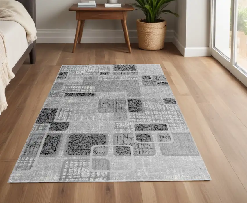 Grey Geometric Area Rug Photo 1