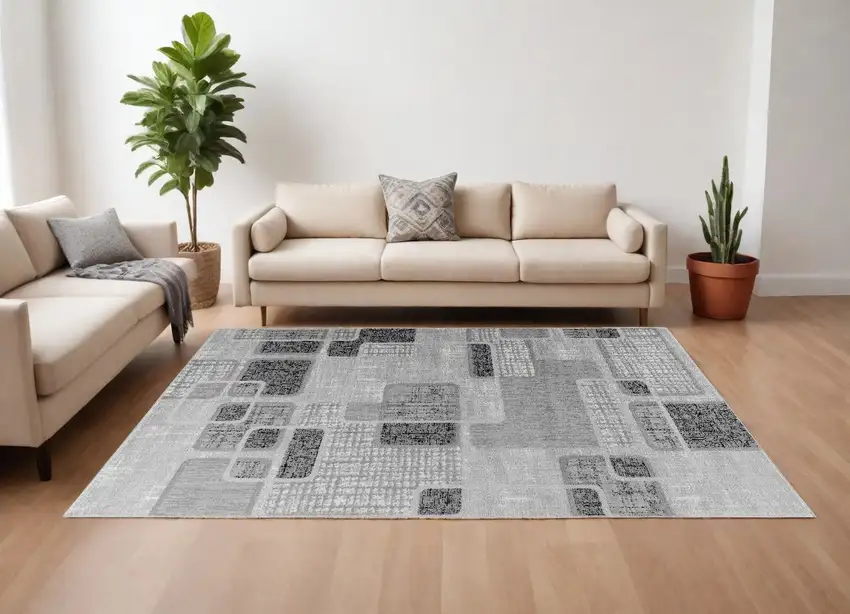 7' X 10' Grey Geometric Area Rug Photo 1