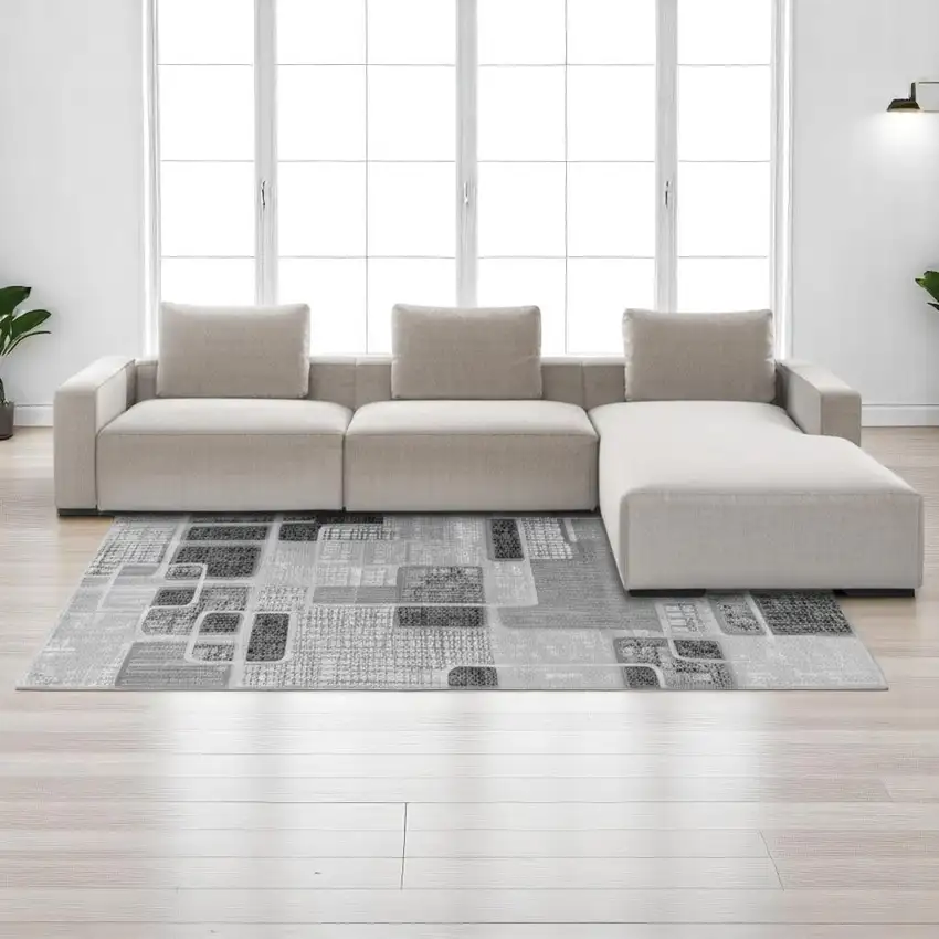8' X 11' Grey Geometric Area Rug Photo 1