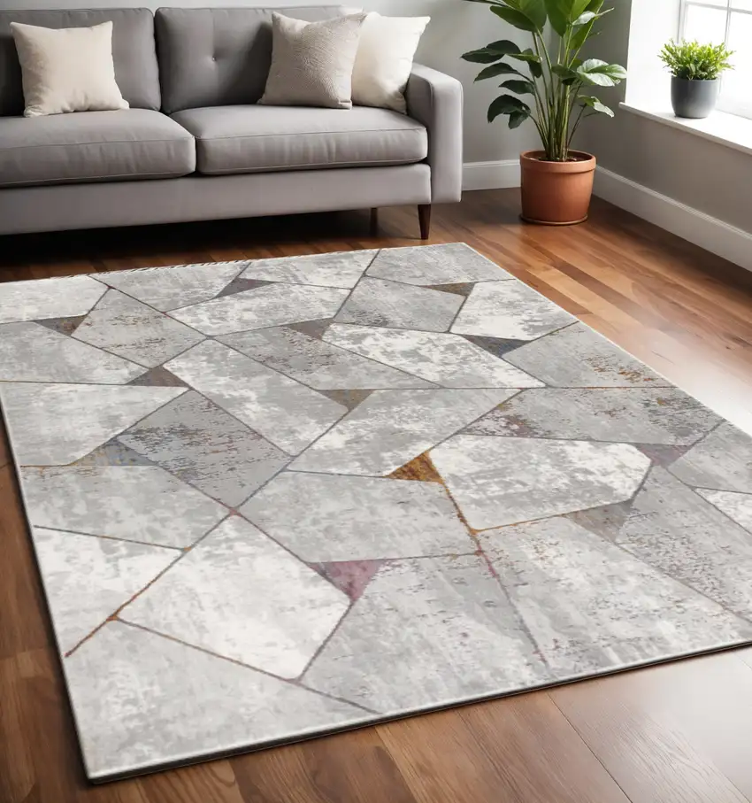 Grey Geometric Area Rug Photo 1
