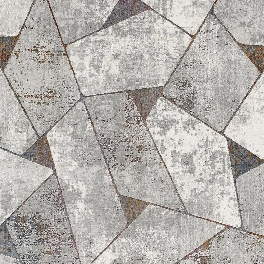 Grey Geometric Area Rug Photo 8