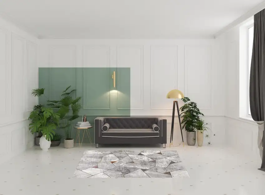 Grey Geometric Area Rug Photo 2