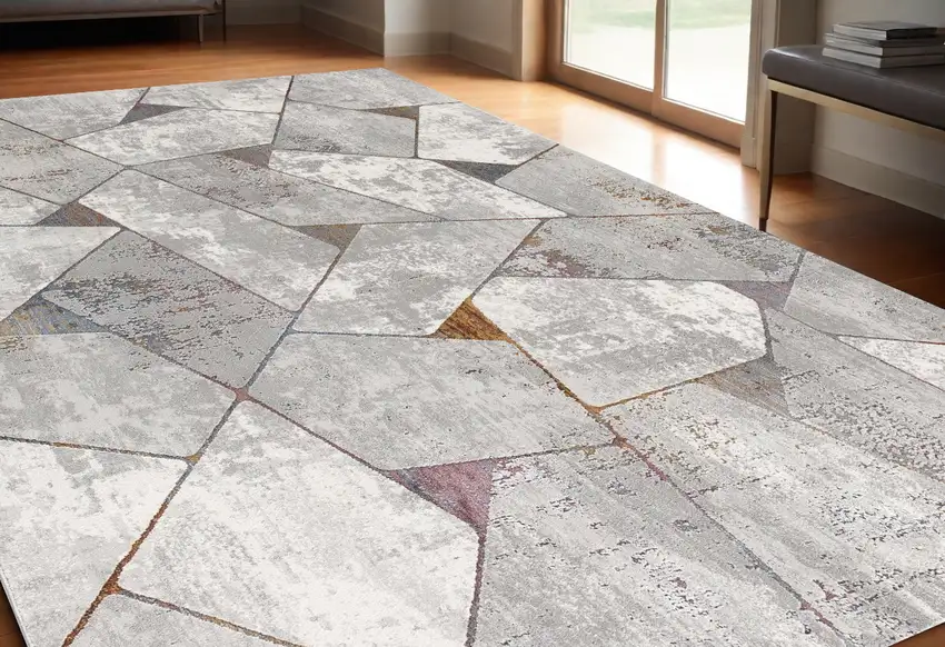 Grey Geometric Area Rug Photo 1