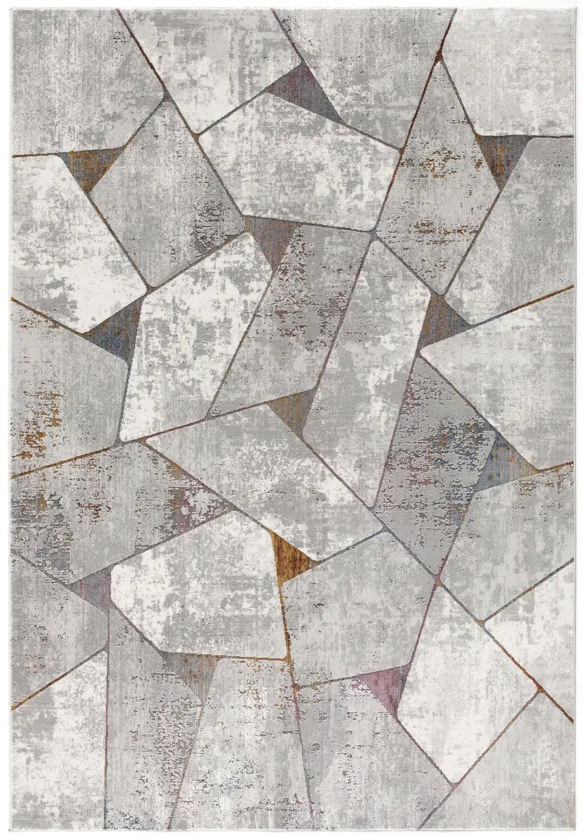 Grey Geometric Area Rug Photo 4