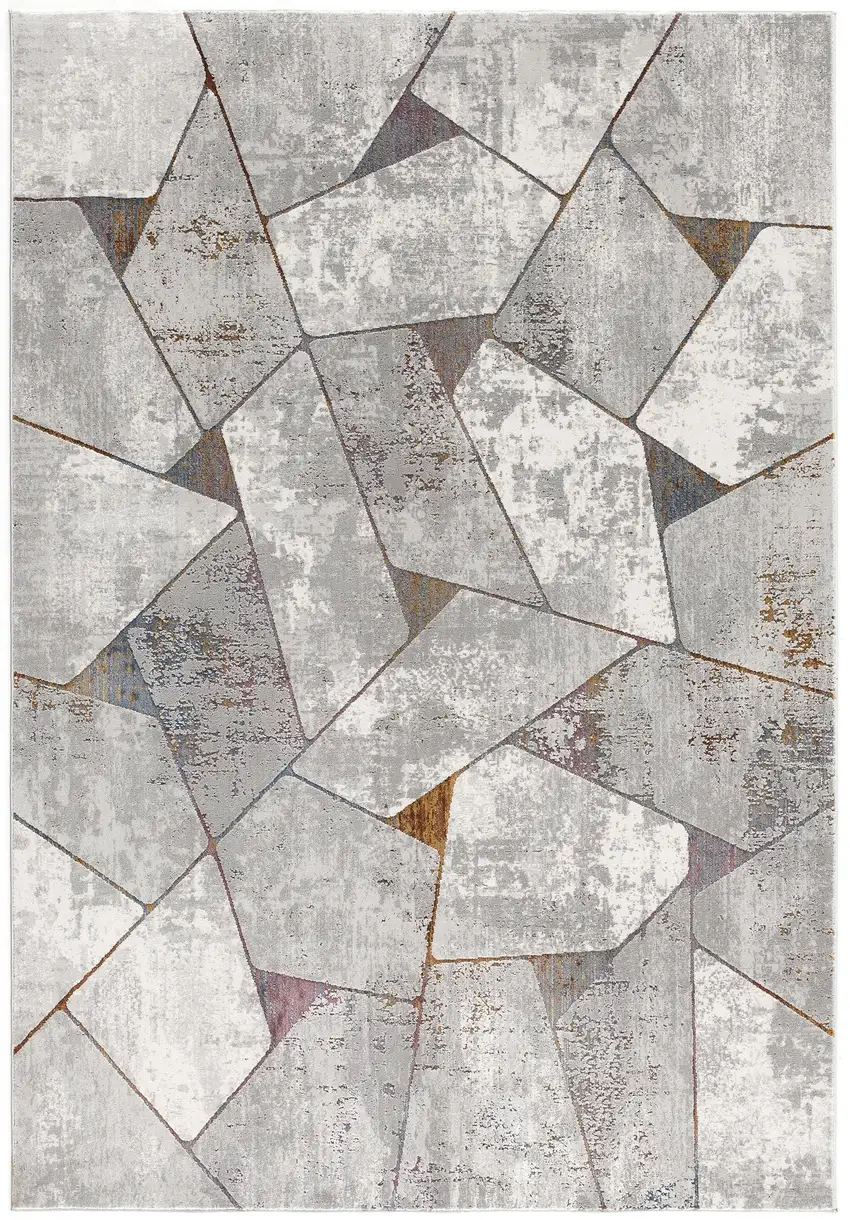 Grey Geometric Area Rug Photo 7