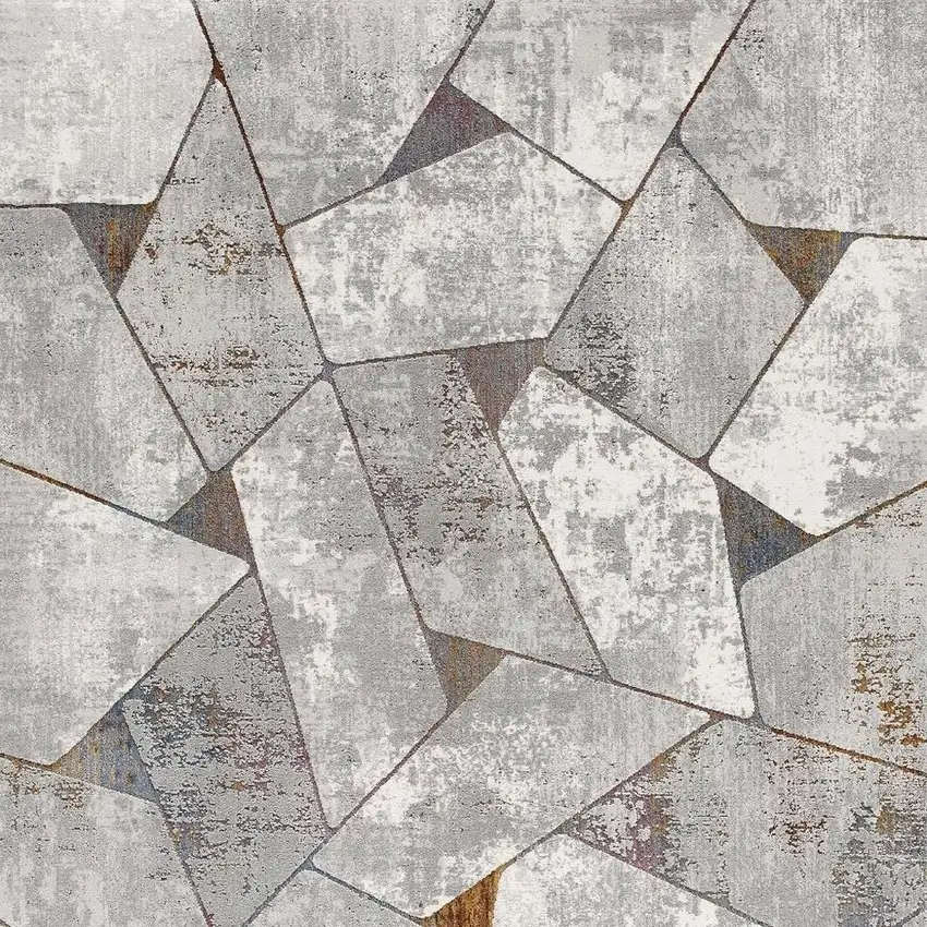 Grey Geometric Area Rug Photo 5