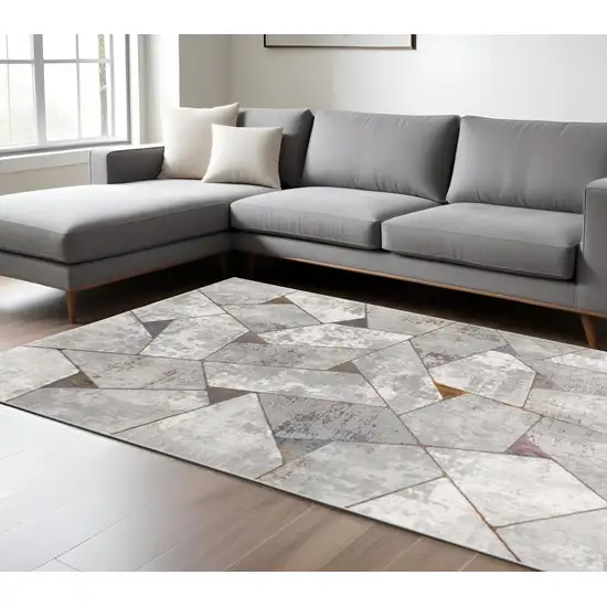 Grey Geometric Area Rug Photo 1