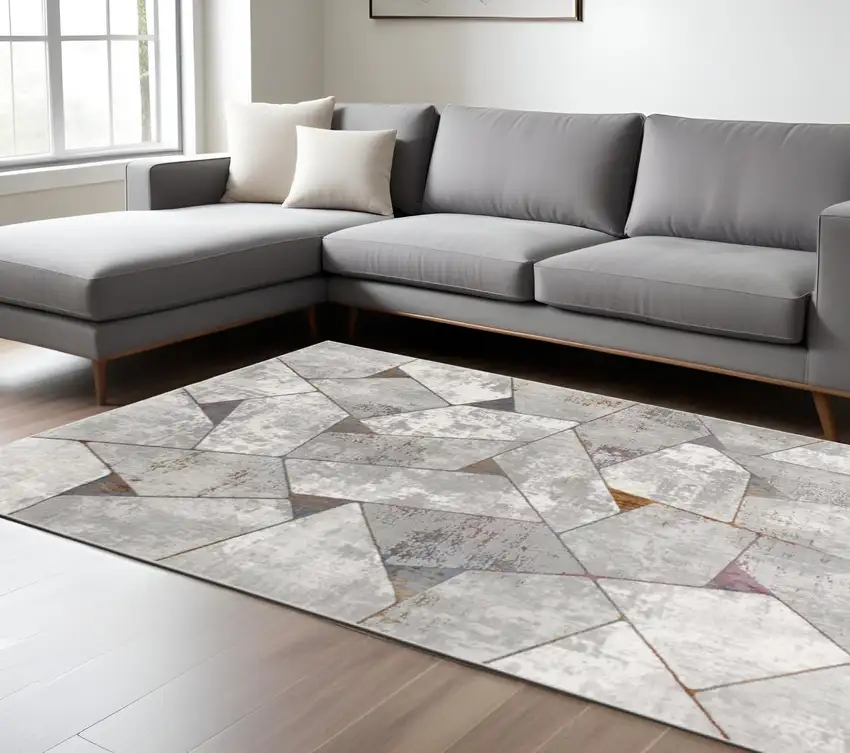 Grey Geometric Area Rug Photo 1