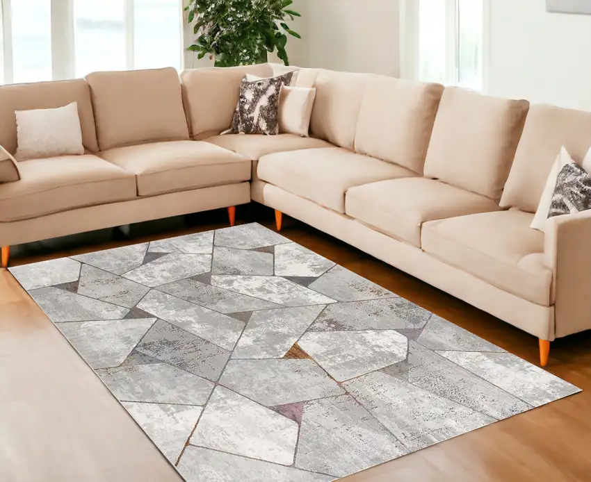 Grey Geometric Area Rug Photo 1