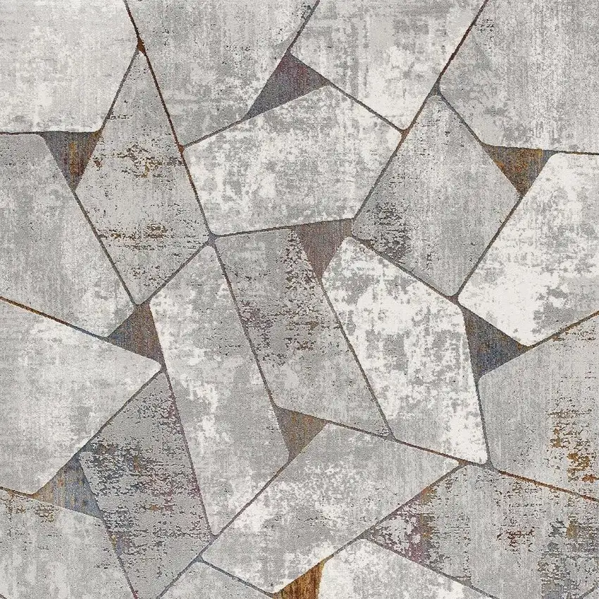 Grey Geometric Area Rug Photo 9