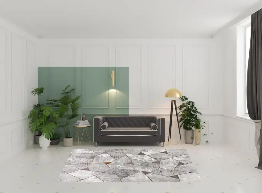 Grey Geometric Area Rug Photo 2