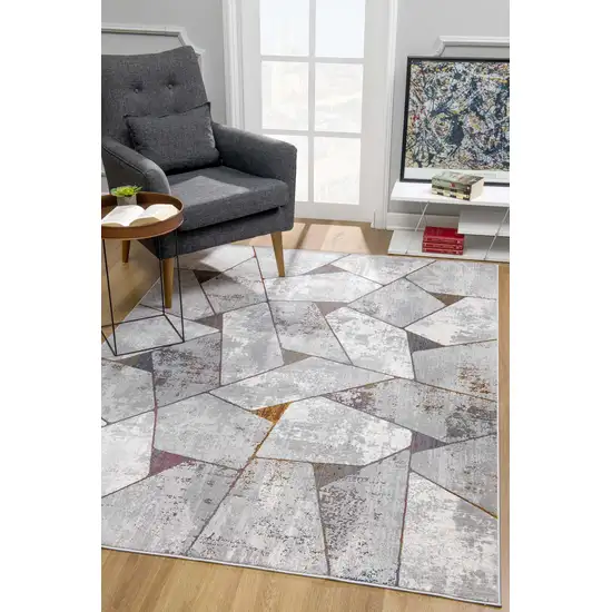 Grey Geometric Area Rug Photo 9