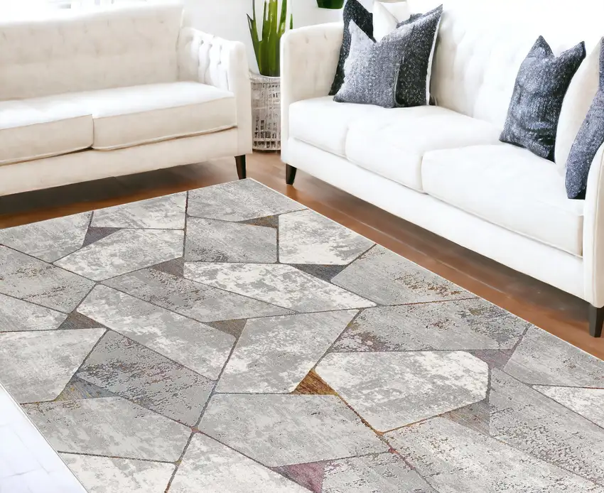 Grey Geometric Area Rug Photo 1