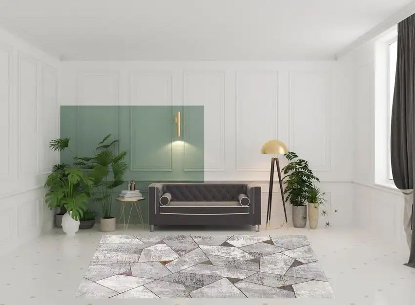 Grey Geometric Area Rug Photo 2