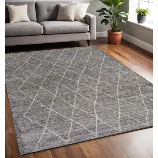 Gray And Ivory Geometric Area Rug Photo 1