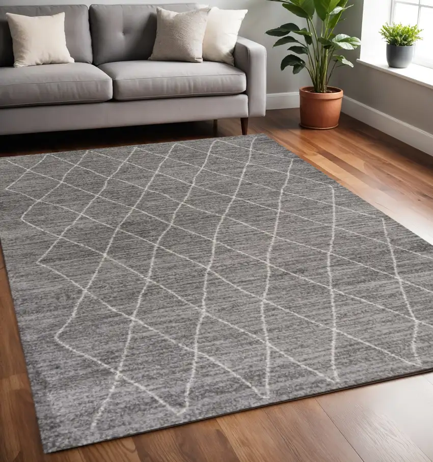 Gray And Ivory Geometric Area Rug Photo 1