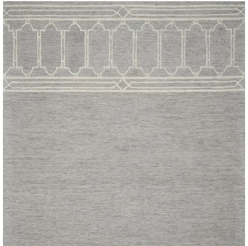 Grey Geometric Pattern Wool Indoor Area Rug Photo 3