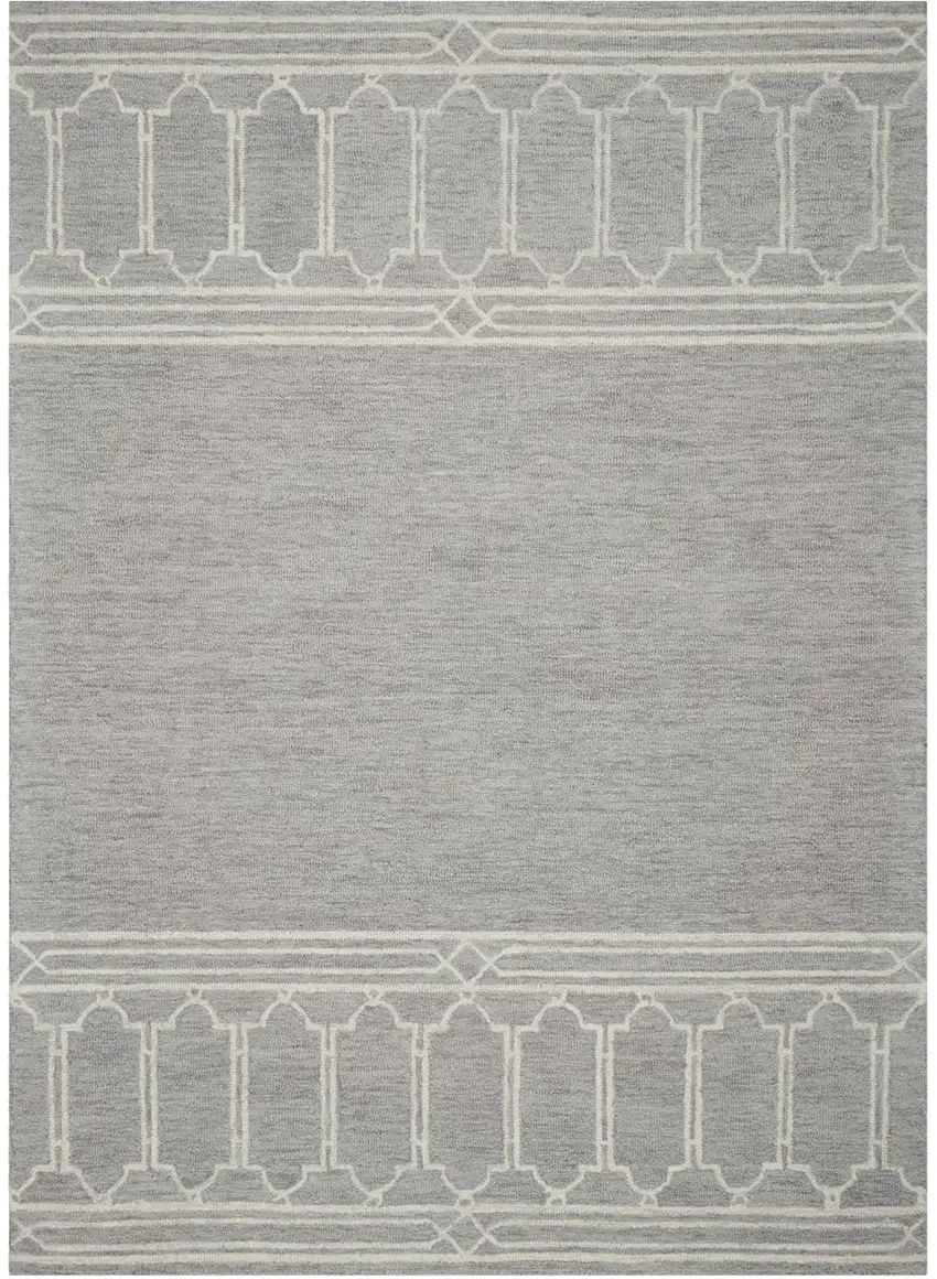 Grey Geometric Pattern Wool Indoor Area Rug Photo 1