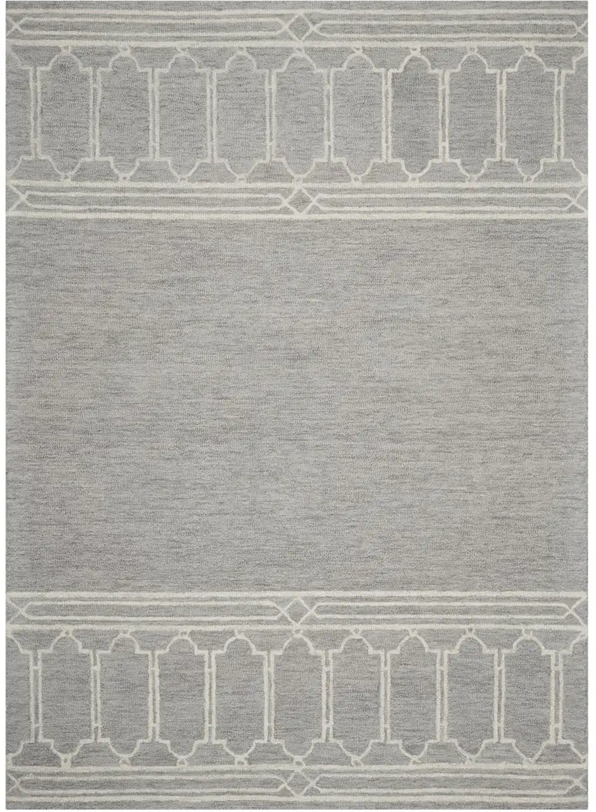 Grey Geometric Pattern Wool Indoor Area Rug Photo 2