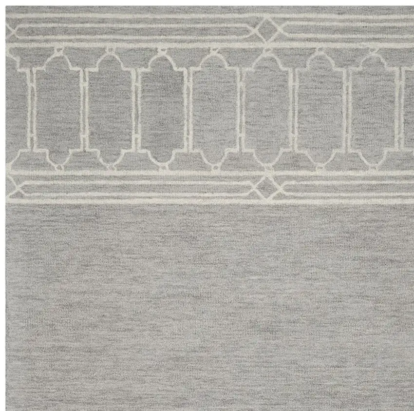 Grey Geometric Pattern Wool Indoor Area Rug Photo 4