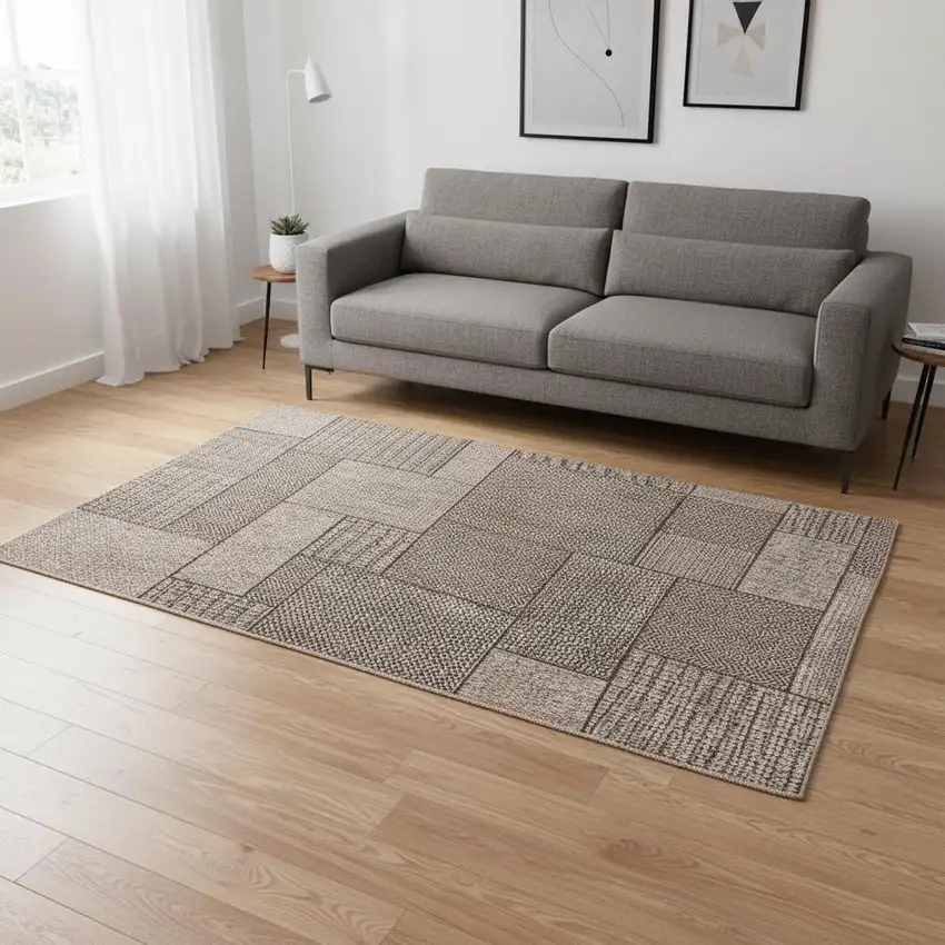 Grey Geometric Patterns Area Rug Photo 1