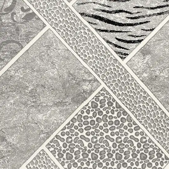 Grey Geometric Power Loom Stain Resistant Area Rug Photo 4