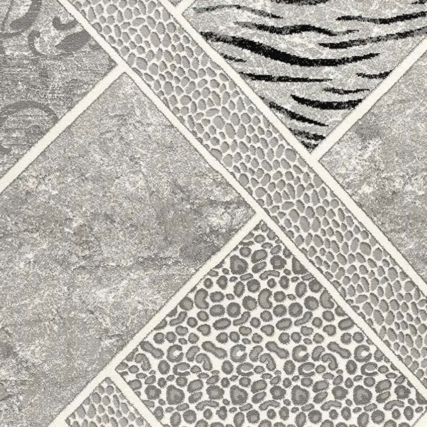 Grey Geometric Power Loom Stain Resistant Area Rug Photo 4