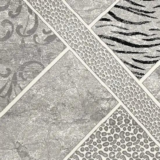 Grey Geometric Power Loom Stain Resistant Area Rug Photo 4