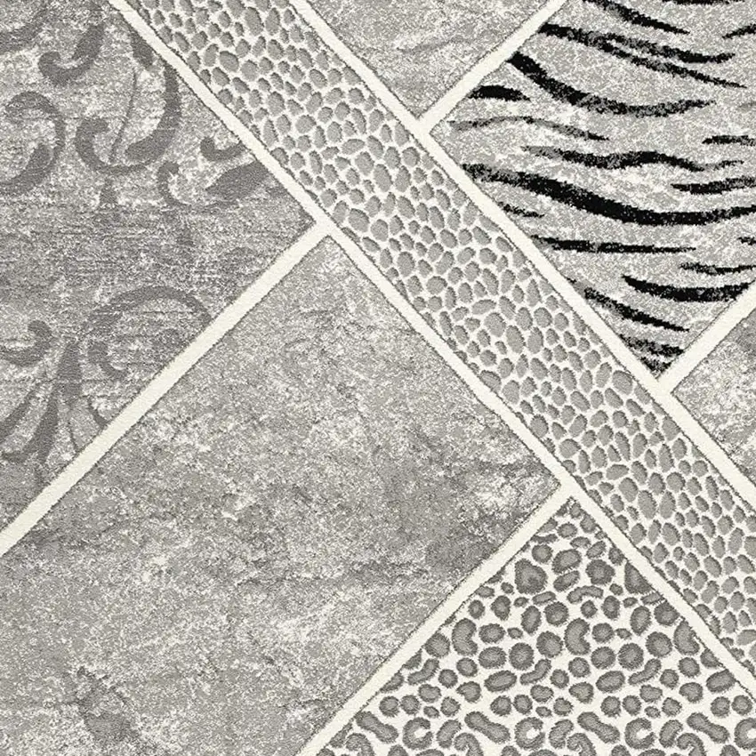 Grey Geometric Power Loom Stain Resistant Area Rug Photo 4