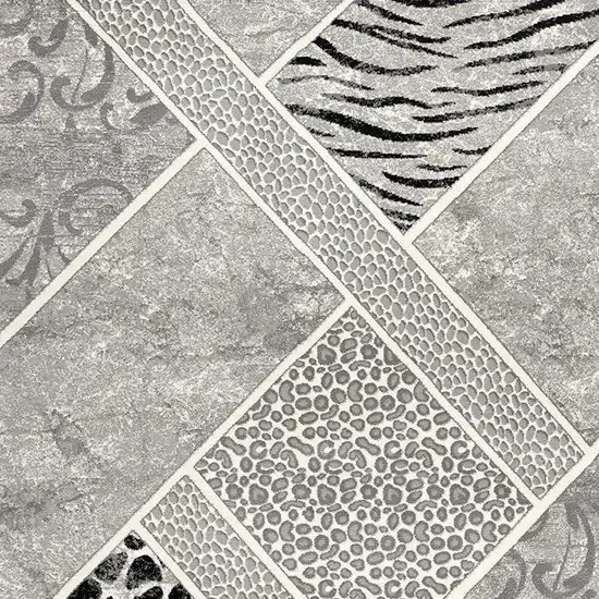 Grey Geometric Power Loom Stain Resistant Area Rug Photo 5