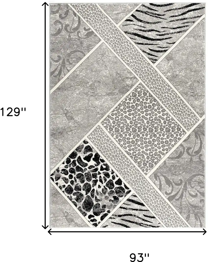 Grey Geometric Power Loom Stain Resistant Area Rug Photo 7