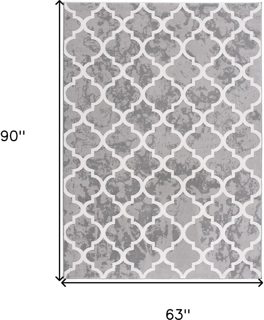 Grey Geometric Power Loom Stain Resistant Area Rug Photo 9