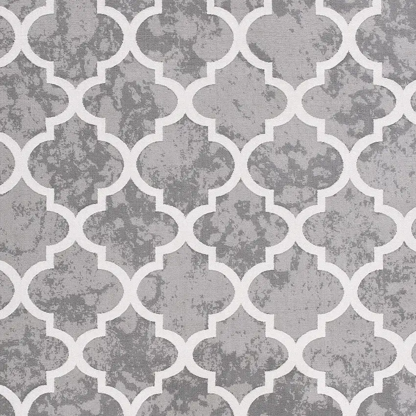 Grey Geometric Power Loom Stain Resistant Area Rug Photo 3