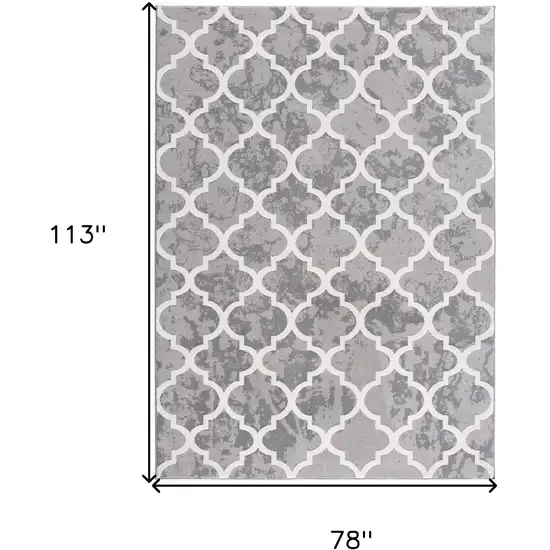 Grey Geometric Power Loom Stain Resistant Area Rug Photo 9