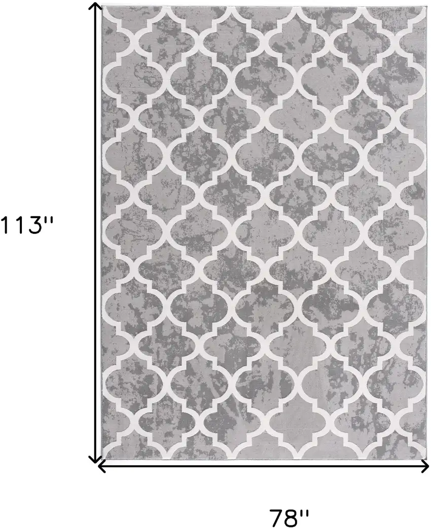 Grey Geometric Power Loom Stain Resistant Area Rug Photo 9