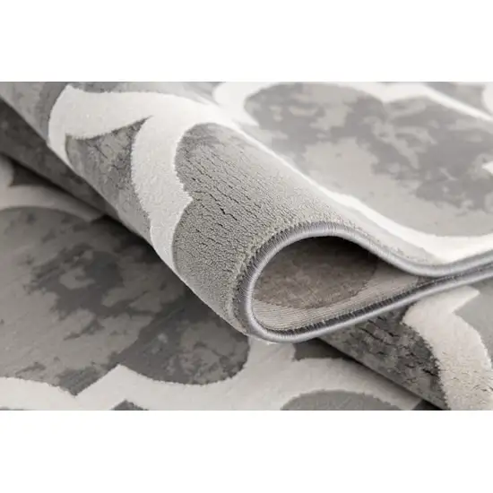 Grey Geometric Power Loom Stain Resistant Area Rug Photo 9