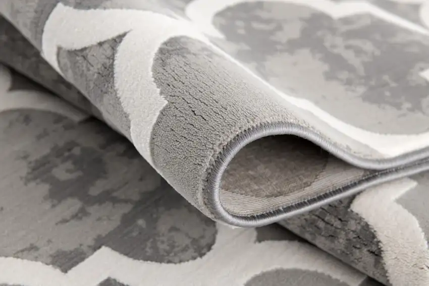 Grey Geometric Power Loom Stain Resistant Area Rug Photo 9