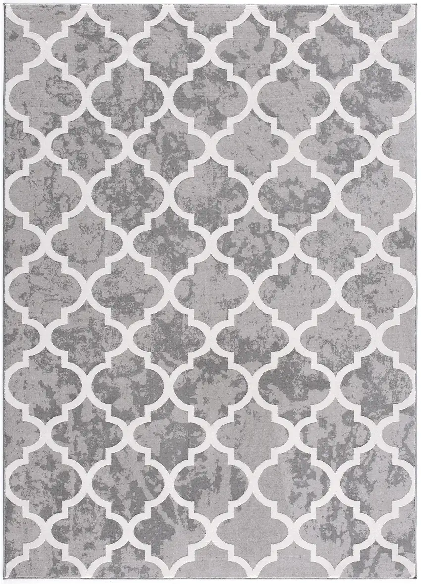 Grey Geometric Power Loom Stain Resistant Area Rug Photo 6